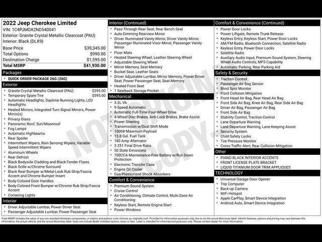 used 2022 Jeep Cherokee car, priced at $26,285