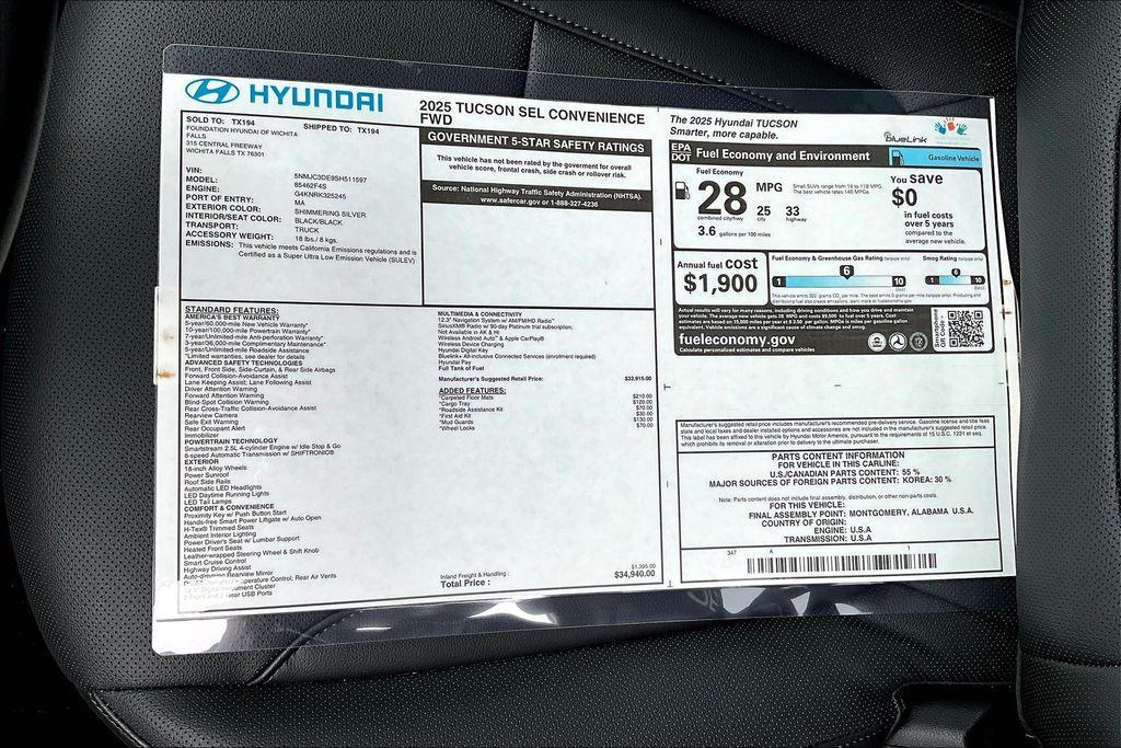 used 2025 Hyundai Tucson car, priced at $33,797