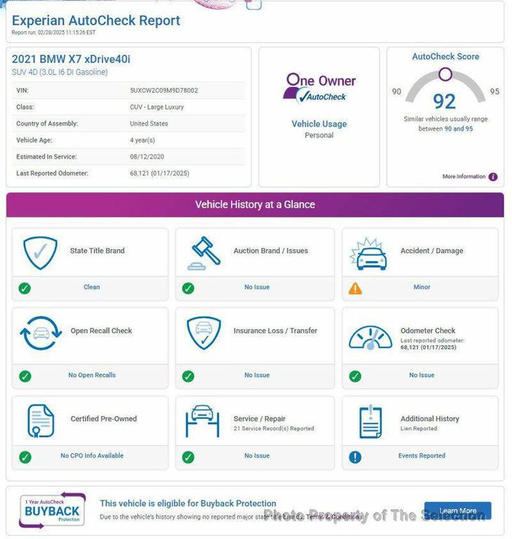 used 2021 BMW X7 car, priced at $36,900