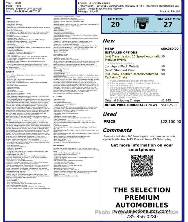 used 2020 Ford Explorer car, priced at $22,100