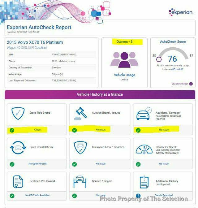 used 2015 Volvo XC70 car, priced at $10,900