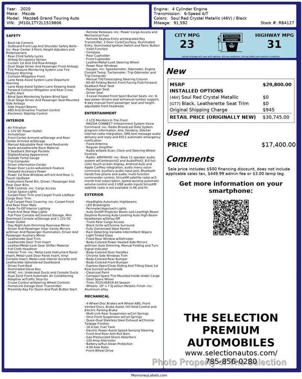 used 2020 Mazda Mazda6 car, priced at $17,400