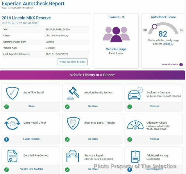 used 2016 Lincoln MKX car, priced at $13,900