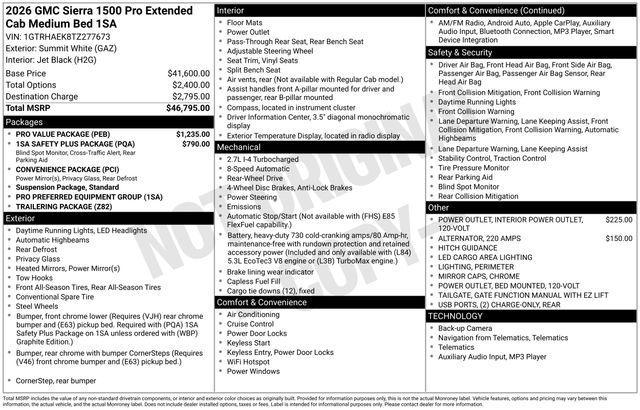 new 2026 GMC Sierra 1500 car, priced at $36,295