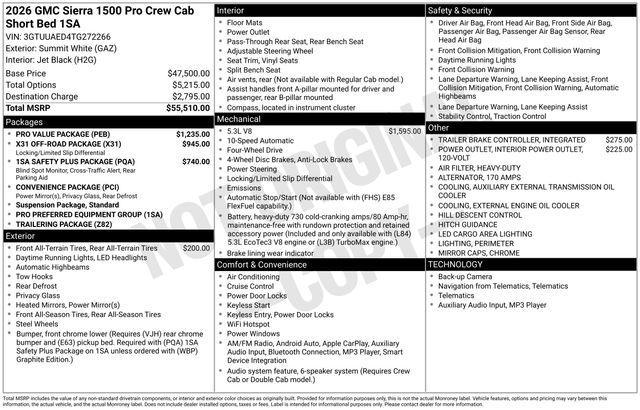 new 2026 GMC Sierra 1500 car, priced at $46,760