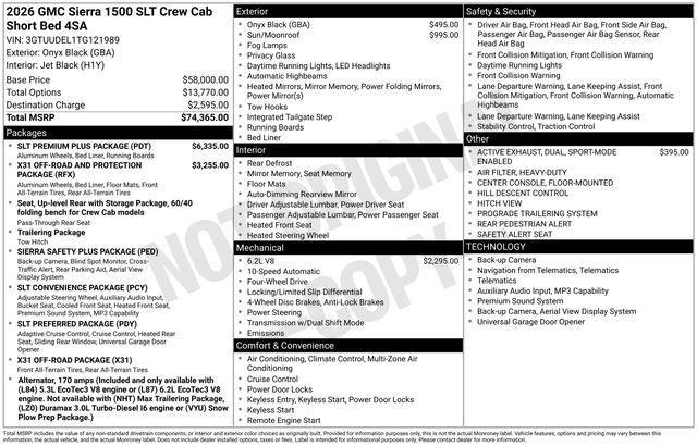 new 2026 GMC Sierra 1500 car, priced at $62,500