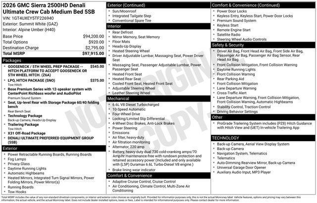 new 2026 GMC Sierra 2500 car, priced at $92,915