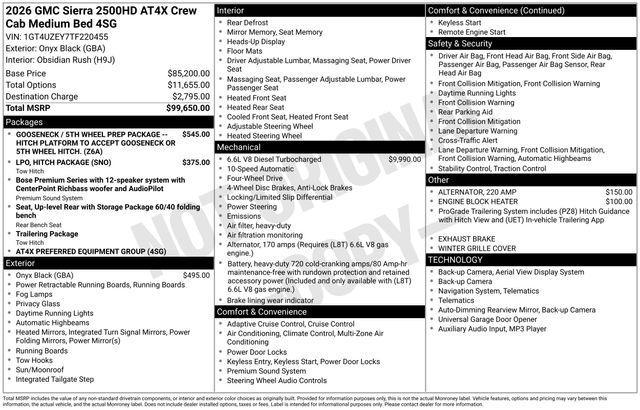 new 2026 GMC Sierra 2500 car, priced at $94,900