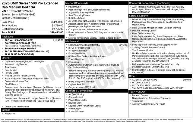 new 2026 GMC Sierra 1500 car, priced at $38,975