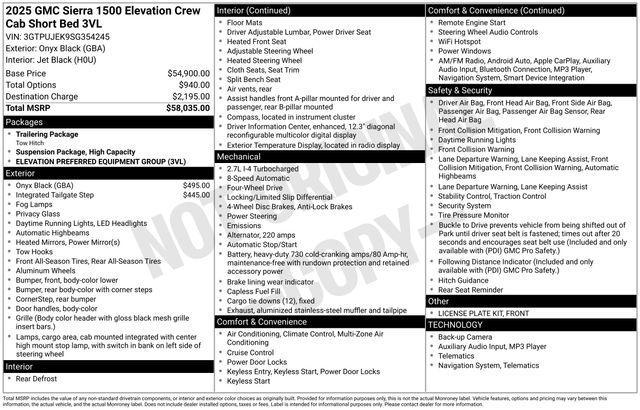 new 2025 GMC Sierra 1500 car, priced at $48,535