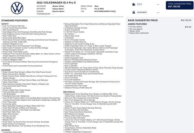 used 2022 Volkswagen ID.4 car, priced at $14,300