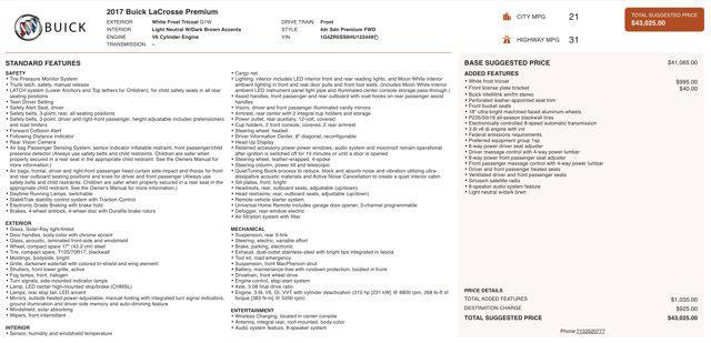 used 2017 Buick LaCrosse car, priced at $15,700