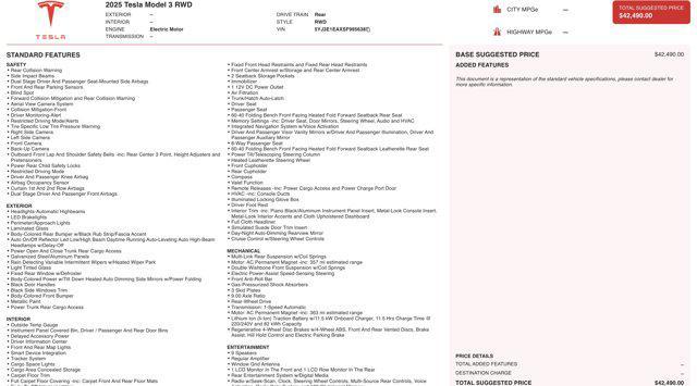 used 2025 Tesla Model 3 car, priced at $37,595