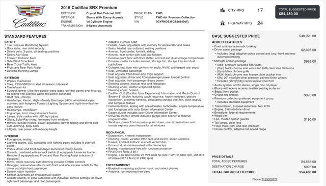 used 2016 Cadillac SRX car, priced at $15,900