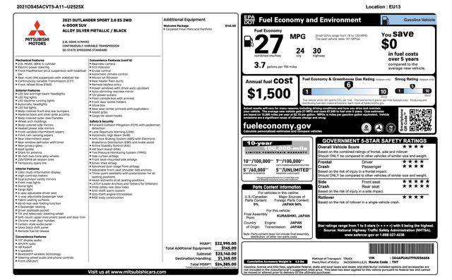 used 2021 Mitsubishi Outlander Sport car, priced at $11,600