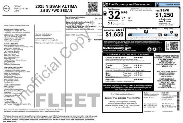 used 2025 Nissan Altima car, priced at $19,000