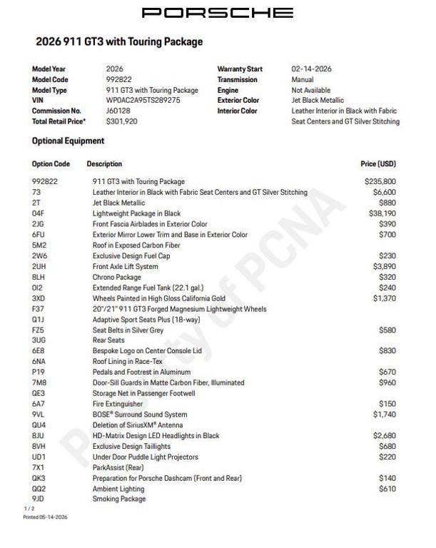 used 2026 Porsche 911 car, priced at $350,000