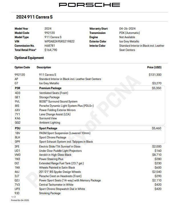 used 2024 Porsche 911 car, priced at $167,698