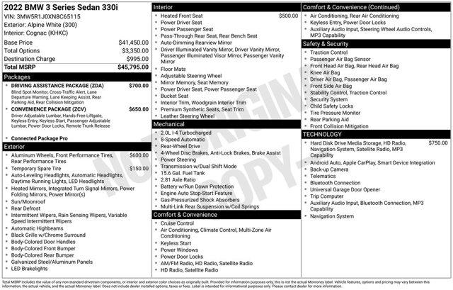 used 2022 BMW 330 car, priced at $29,000