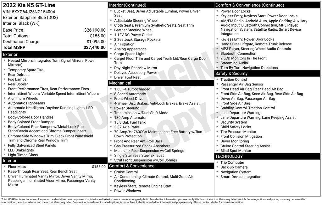 used 2022 Kia K5 car, priced at $17,998