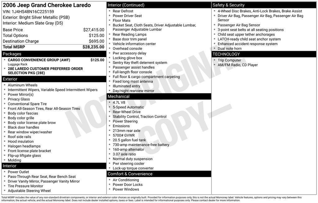 used 2006 Jeep Grand Cherokee car, priced at $1,999