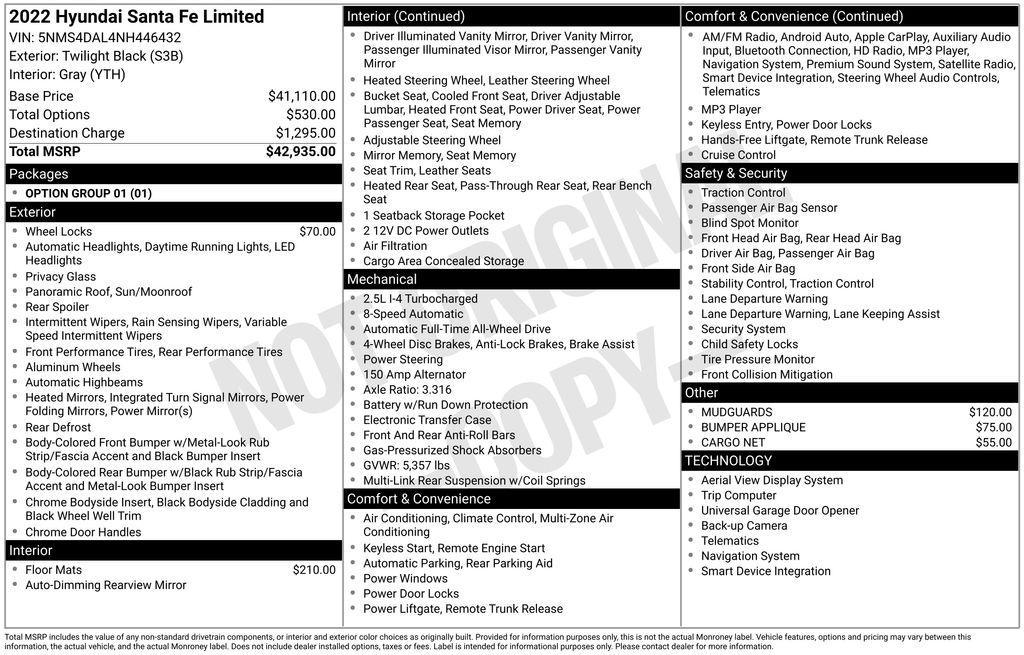 used 2022 Hyundai Santa Fe car, priced at $23,998