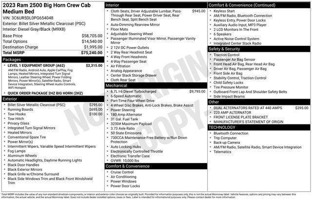 used 2023 Ram 2500 car, priced at $43,225