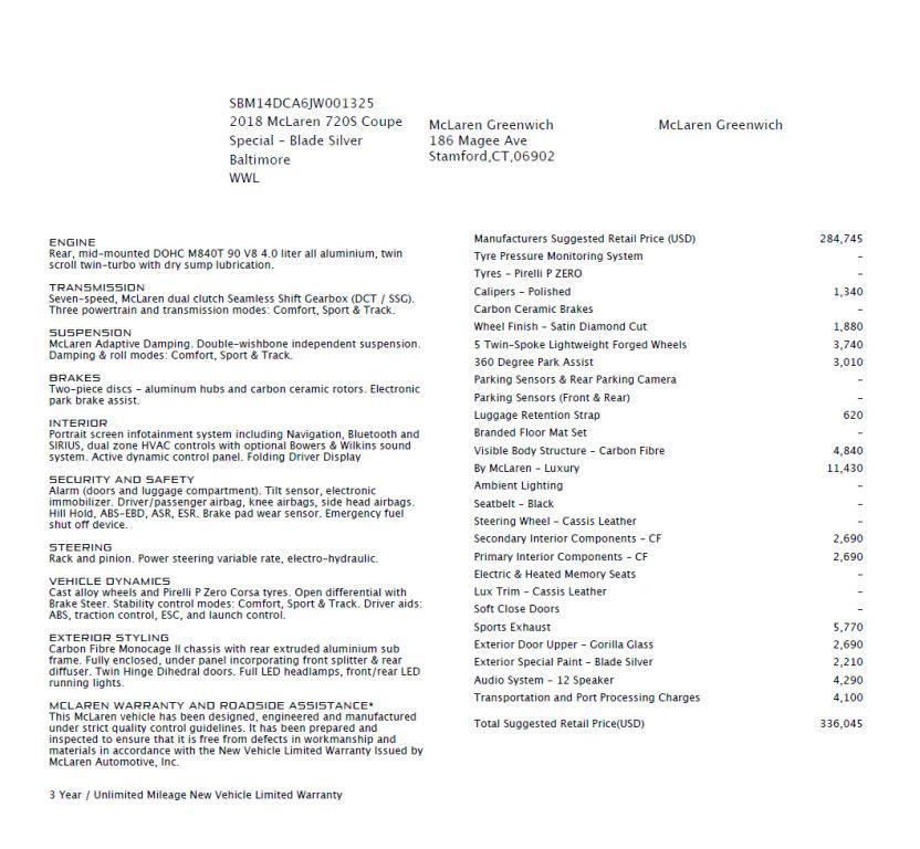 used 2018 McLaren 720S car, priced at $226,000