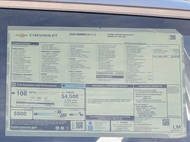 new 2026 Chevrolet Equinox EV car, priced at $38,000