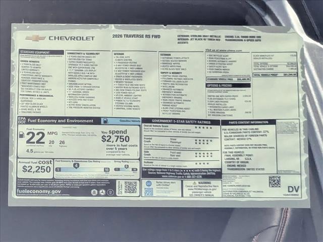 new 2026 Chevrolet Traverse car, priced at $61,294