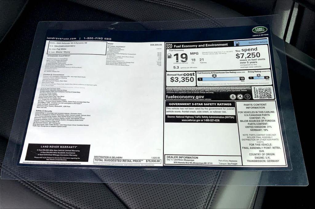 new 2025 Land Rover Defender car, priced at $70,930