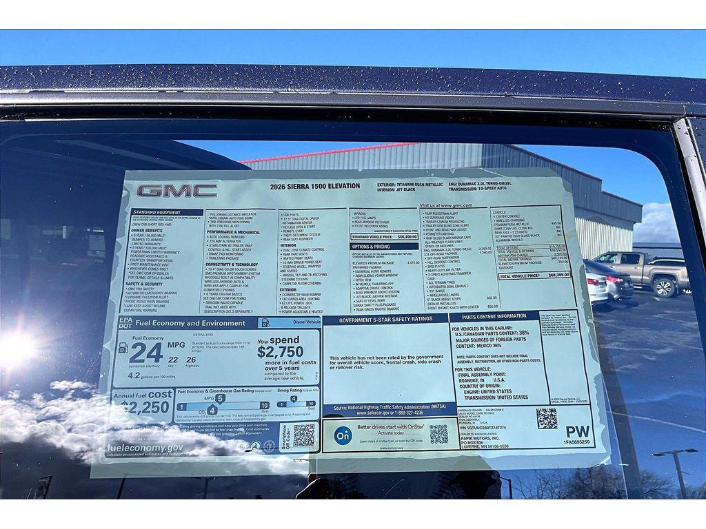 new 2026 GMC Sierra 1500 car, priced at $62,395