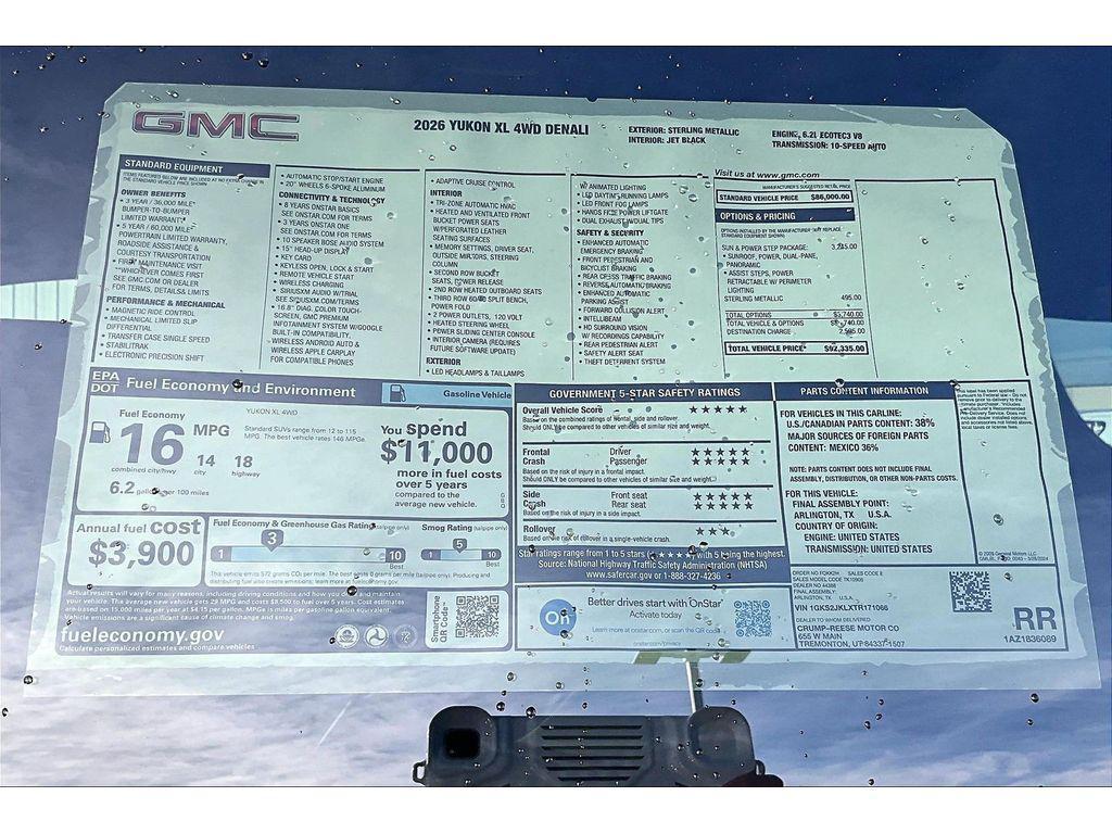 new 2026 GMC Yukon XL car, priced at $92,335