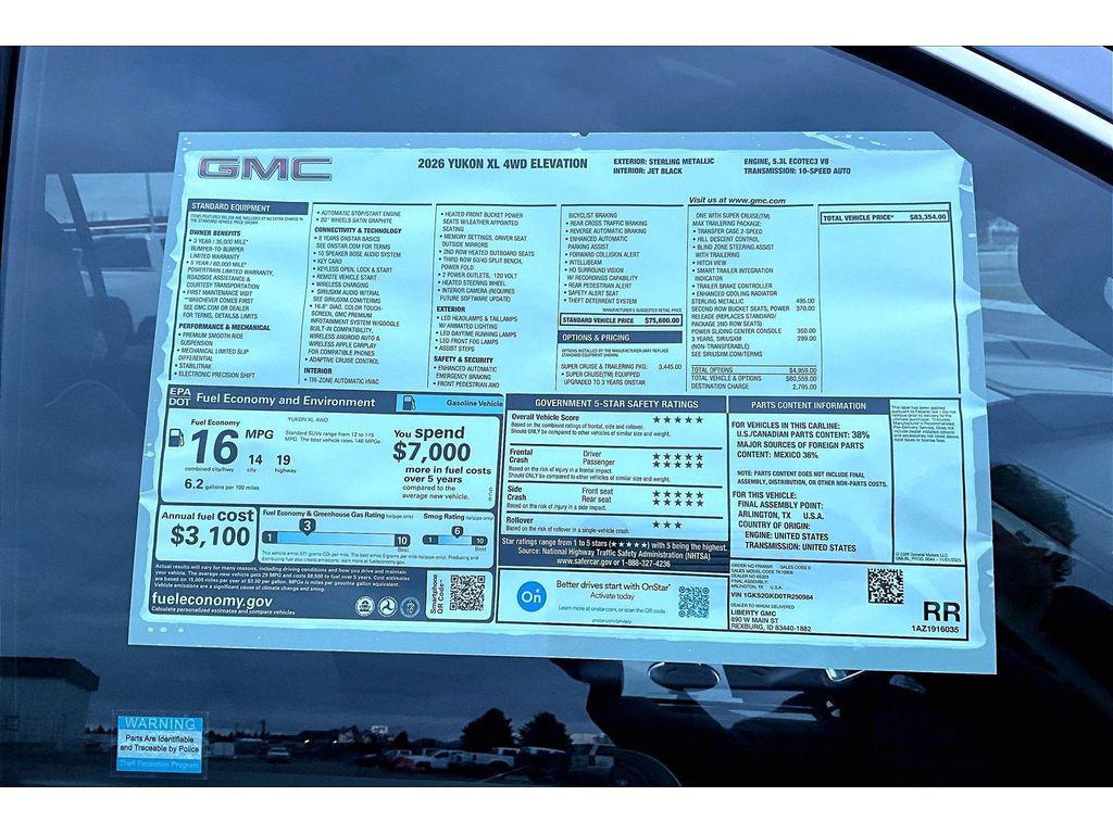 new 2026 GMC Yukon XL car, priced at $80,354