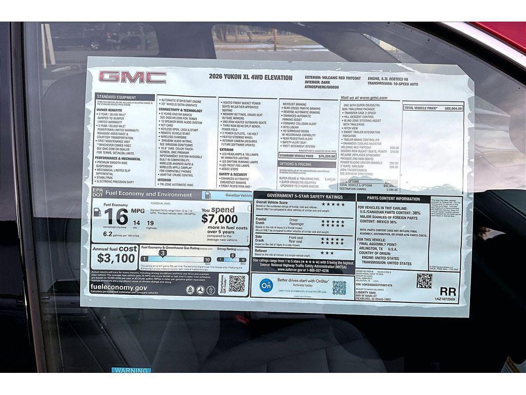 new 2026 GMC Yukon XL car, priced at $82,904