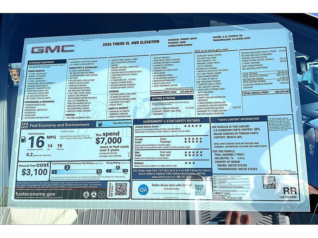 new 2026 GMC Yukon XL car, priced at $82,979