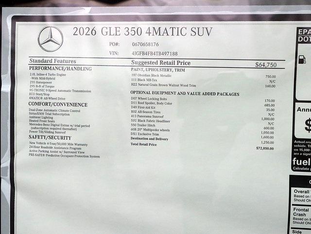 new 2026 Mercedes-Benz GLE 350 car, priced at $72,050