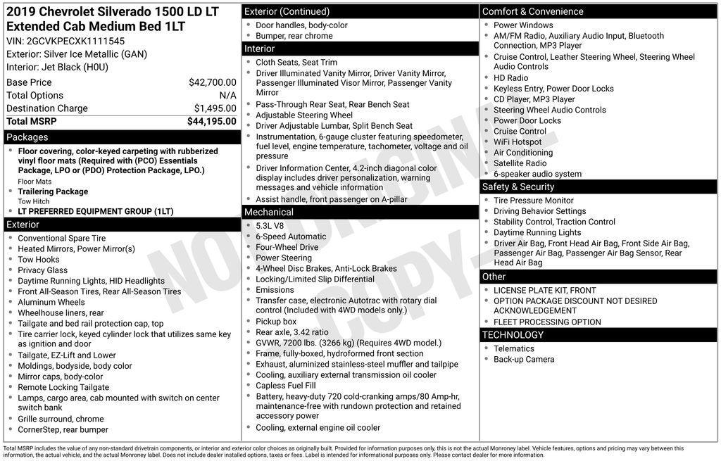 used 2019 Chevrolet Silverado 1500 LD car, priced at $21,123