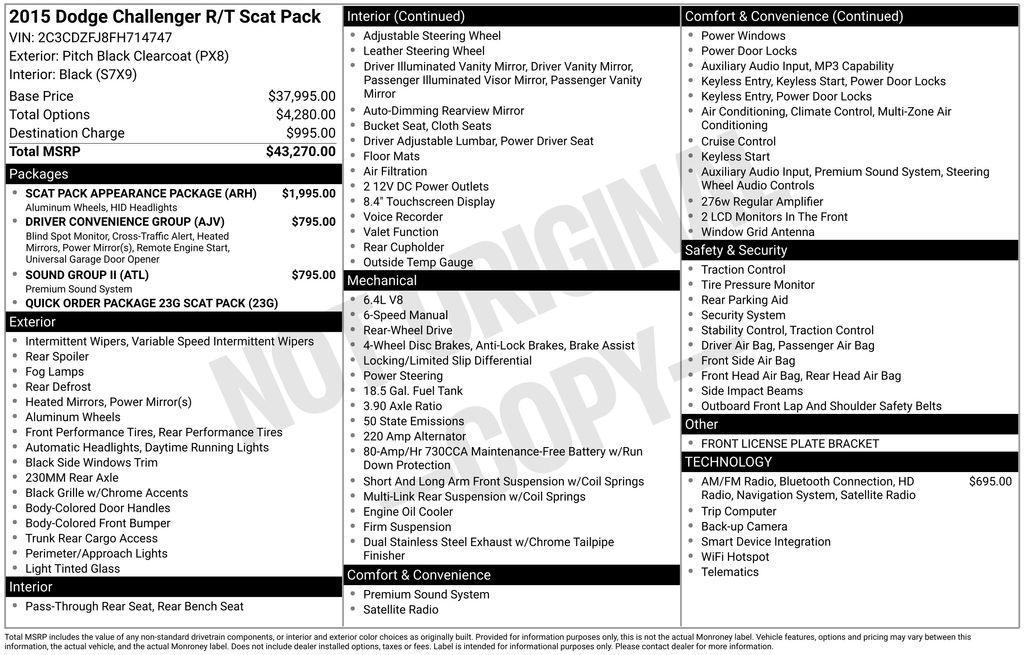 used 2015 Dodge Challenger car, priced at $25,000