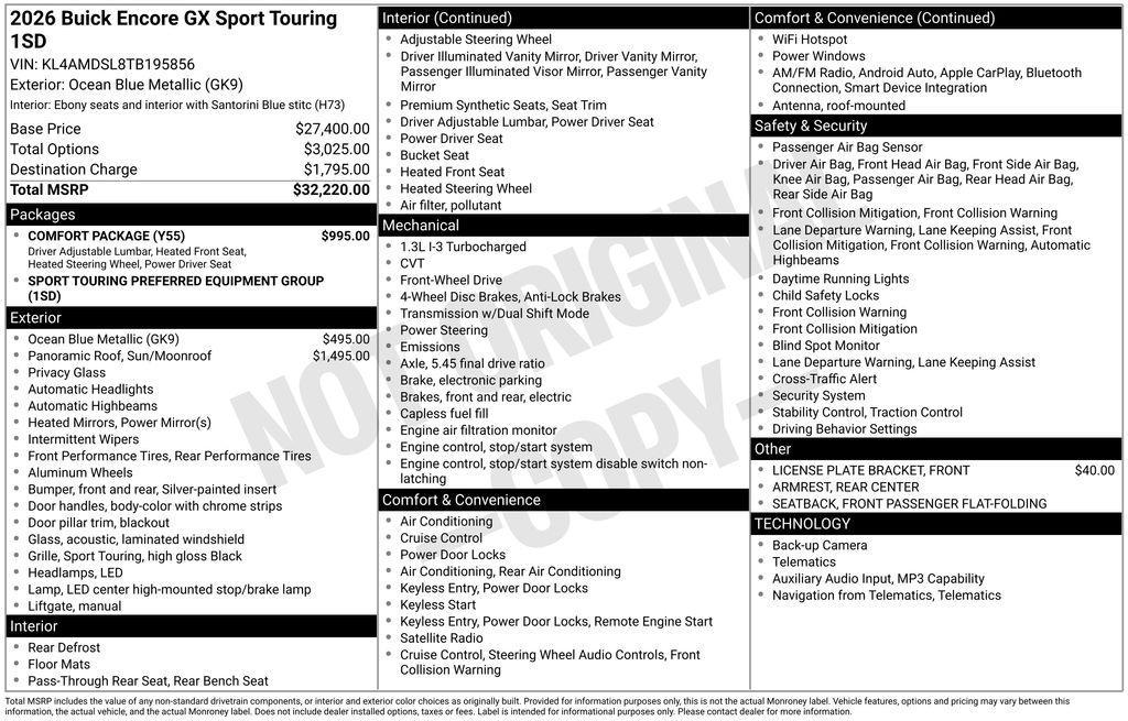 new 2026 Buick Encore GX car, priced at $30,053