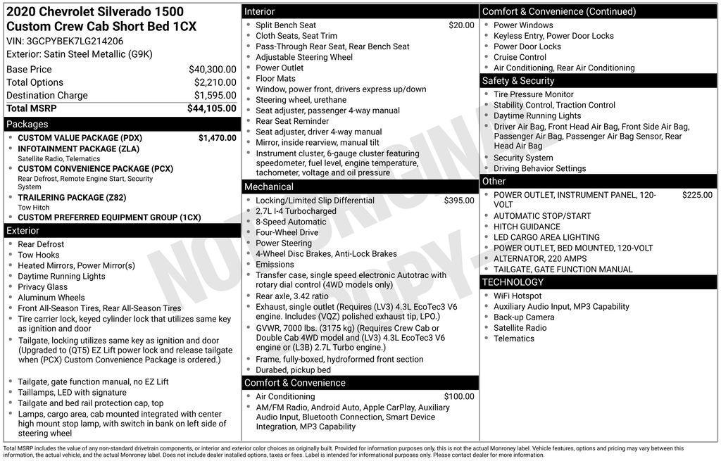 used 2020 Chevrolet Silverado 1500 car, priced at $28,995