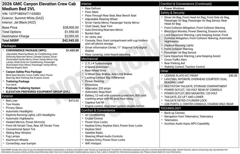 new 2026 GMC Canyon car, priced at $41,026