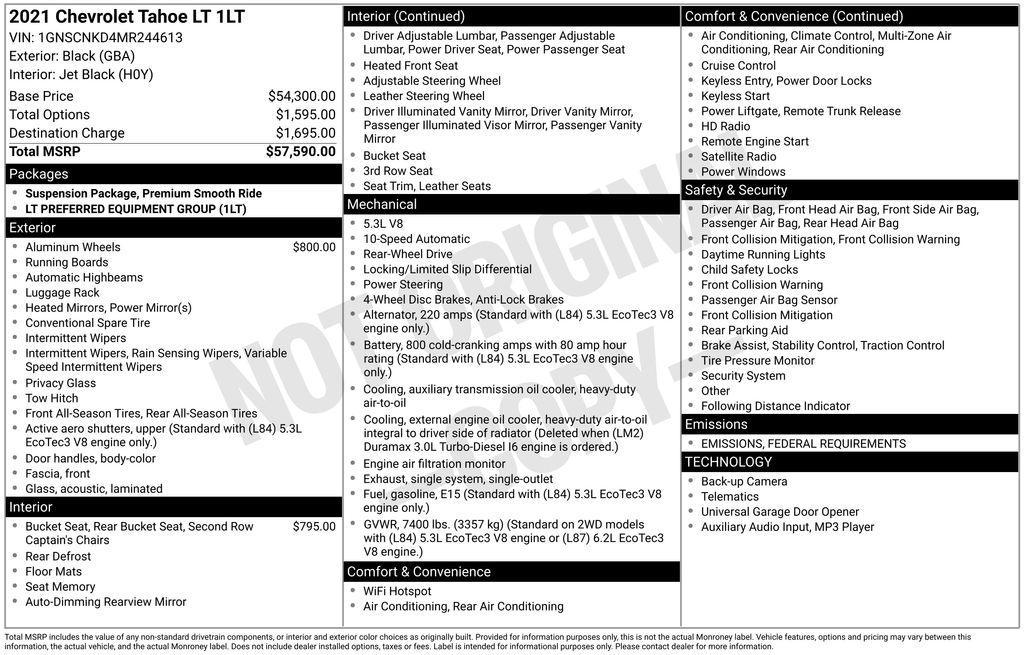 used 2021 Chevrolet Tahoe car, priced at $31,990