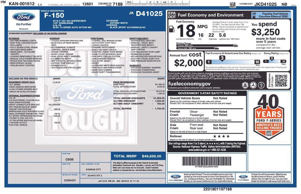 used 2018 Ford F-150 car, priced at $22,900