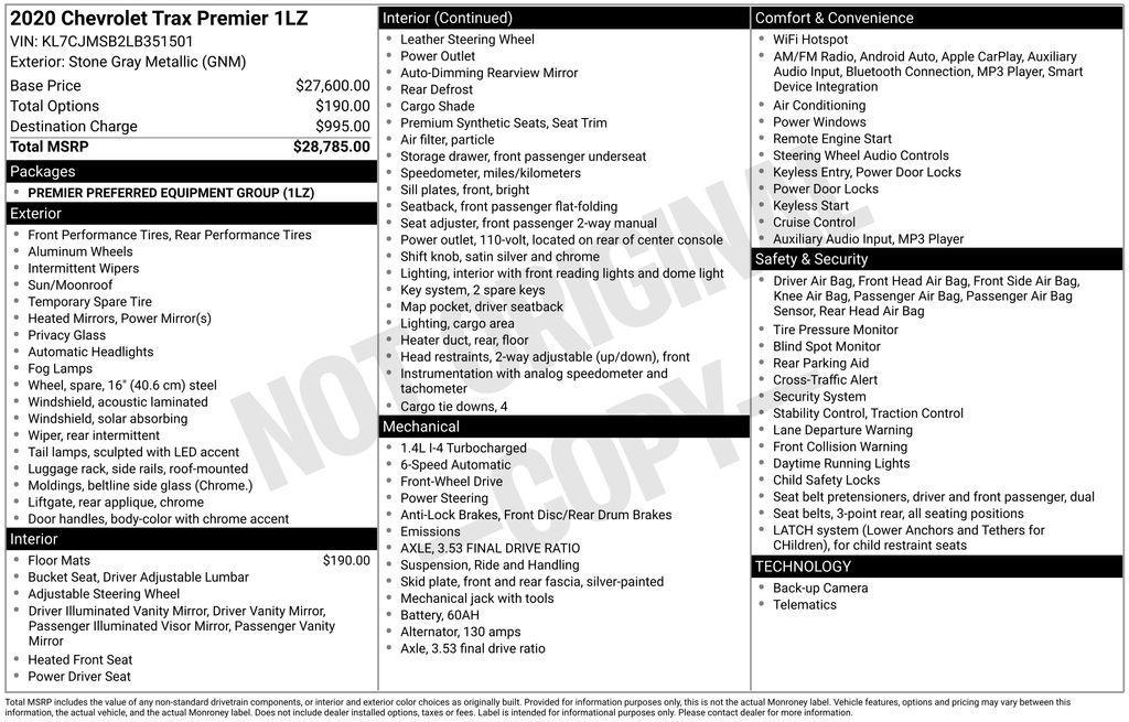 used 2020 Chevrolet Trax car, priced at $10,995