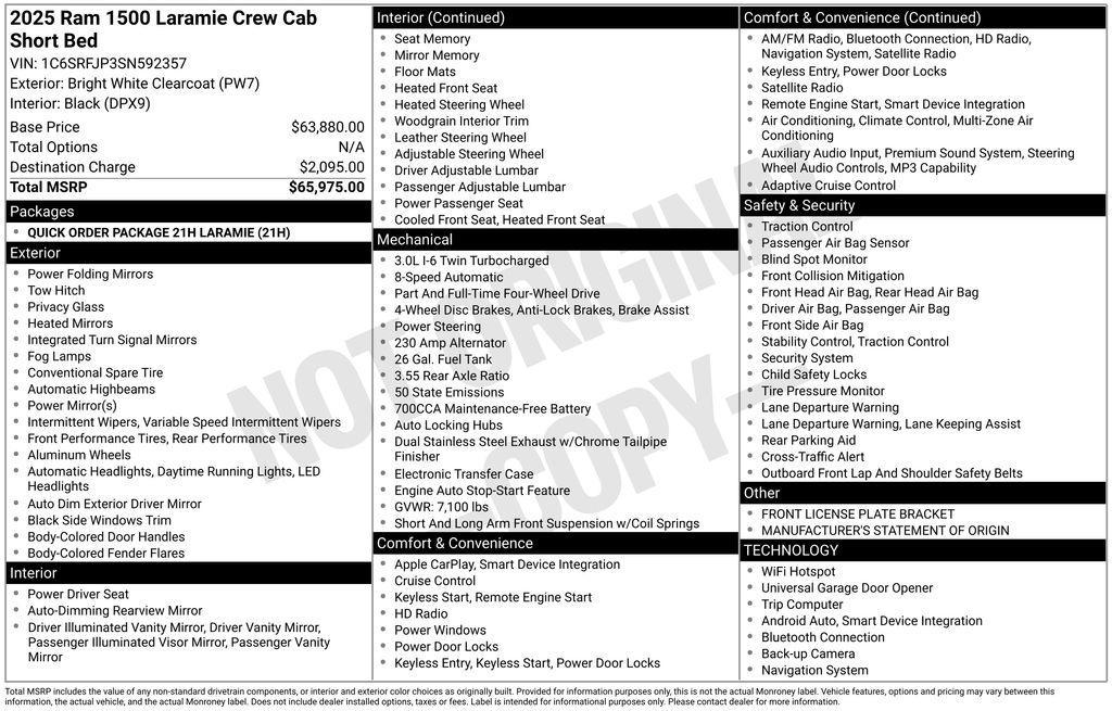 used 2025 Ram 1500 car, priced at $43,440