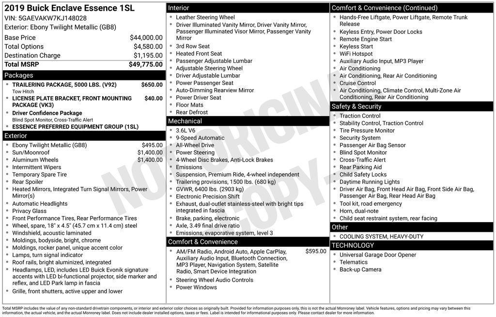 used 2019 Buick Enclave car