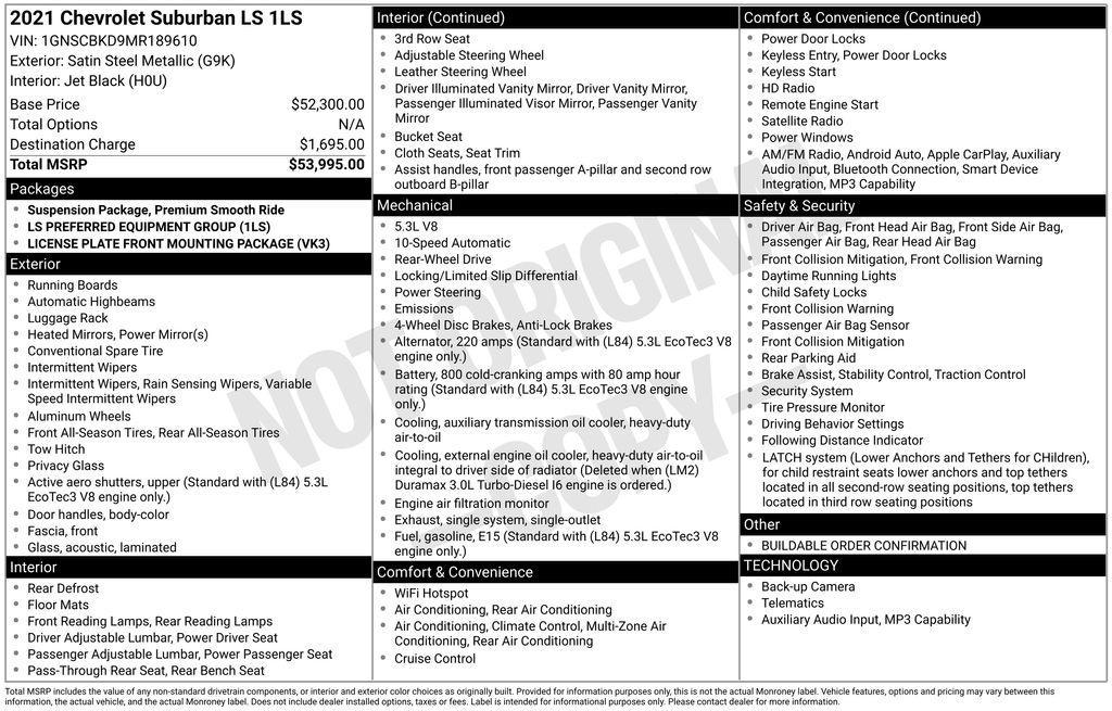 used 2021 Chevrolet Suburban car, priced at $35,980