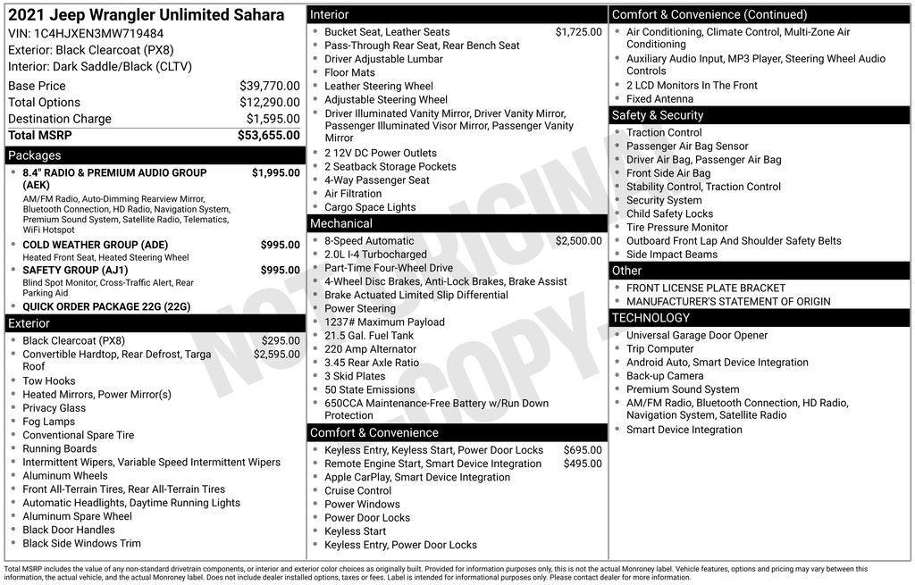 used 2021 Jeep Wrangler Unlimited car, priced at $31,995