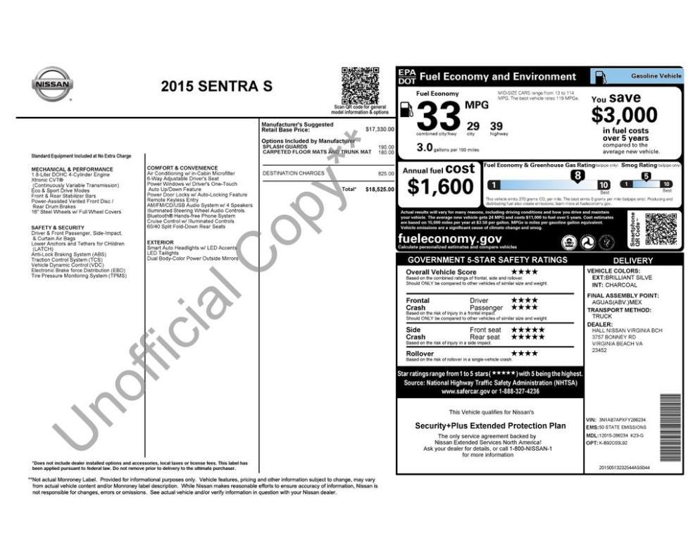 used 2015 Nissan Sentra car, priced at $6,995